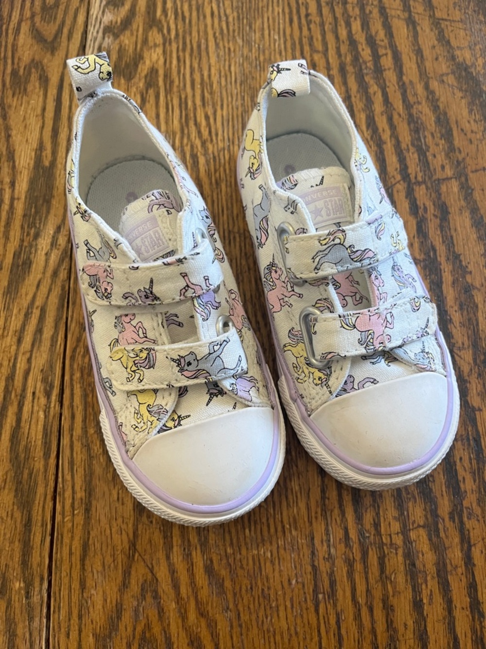 Kids converse Canvas Sneakers with Pastel Unicorn Print - White/Pastel - Picture 2 of 4